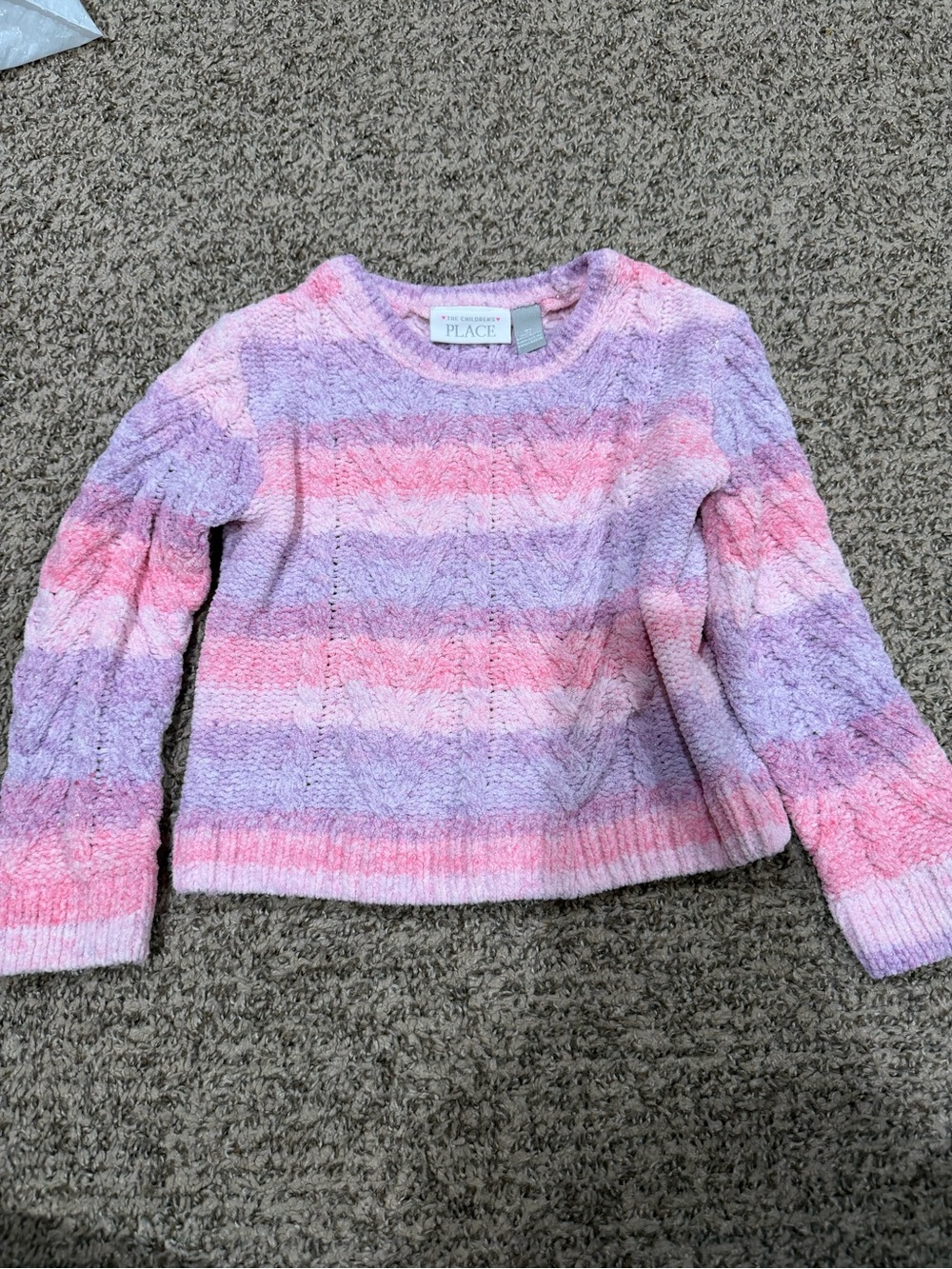 The Children's Place Pastel Pink & Lavender Striped Crewneck Sweater